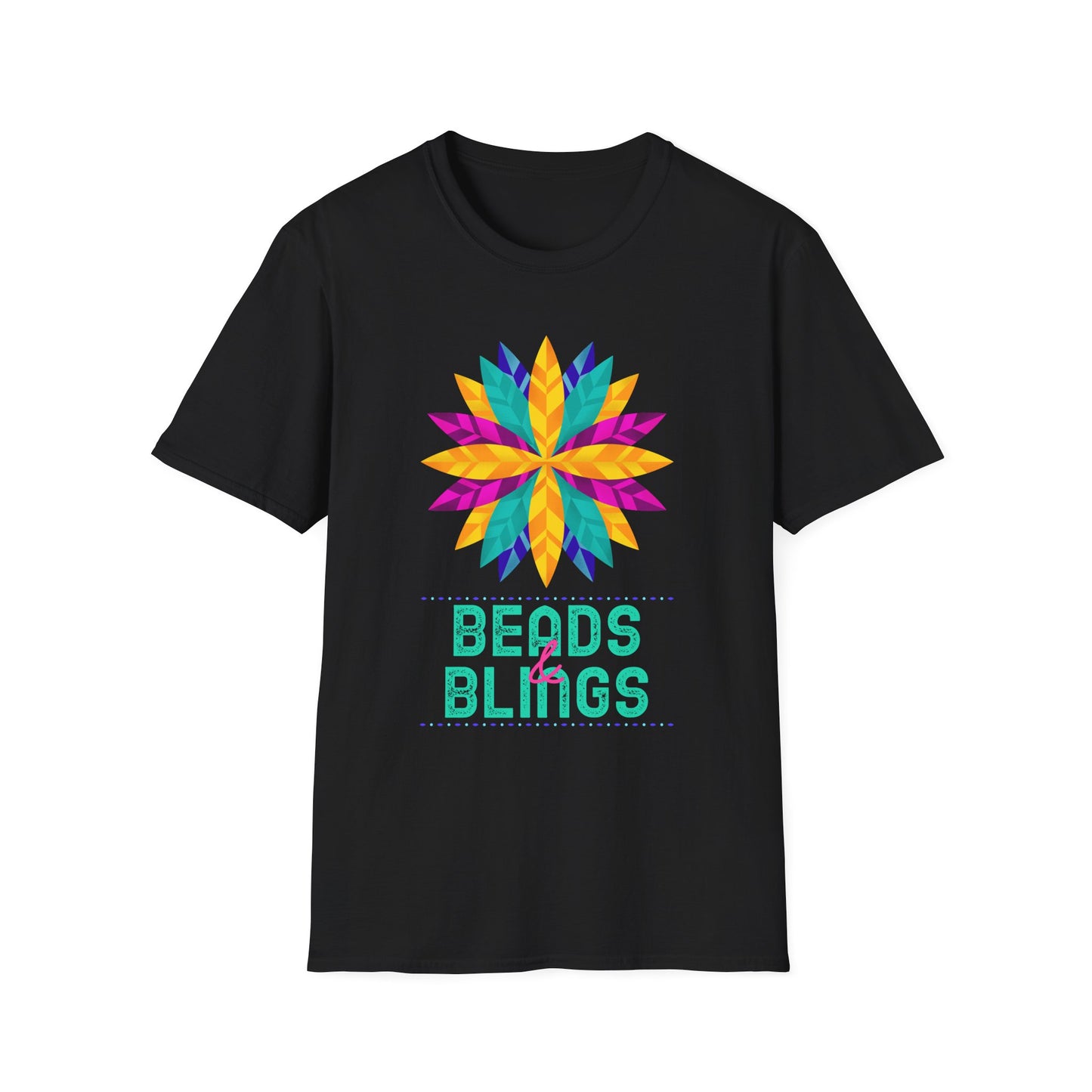 Mardi Gras Unisex Softstyle T-Shirt, Party tee, Beads and Bling, Fat Tuesday shirt