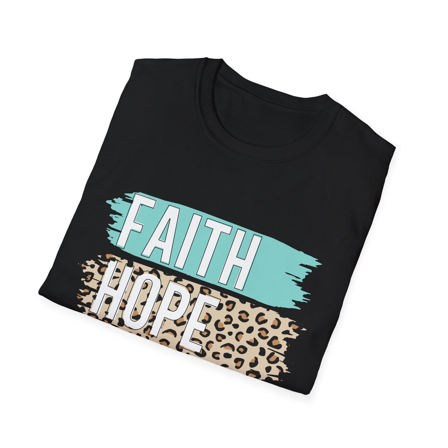 Faith Hope Love T-Shirt, Inspirational Christian Tee, Religious Graphic Shirt, Unisex Softstyle Top, Faith-Based Clothing, Washi Tape look