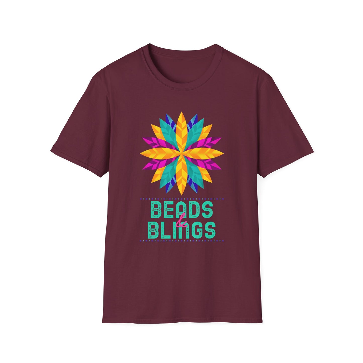 Mardi Gras Unisex Softstyle T-Shirt, Party tee, Beads and Bling, Fat Tuesday shirt