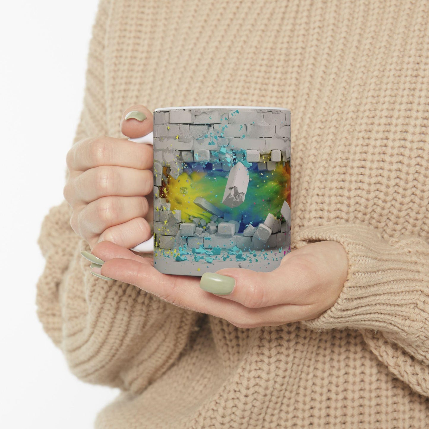 Colorful Breakthrough Ceramic Mug | Unique Art Mug for Home, Office, Gift Ideas, Vibrant Coffee Cup, Wall Art Inspired | 11oz & 15oz