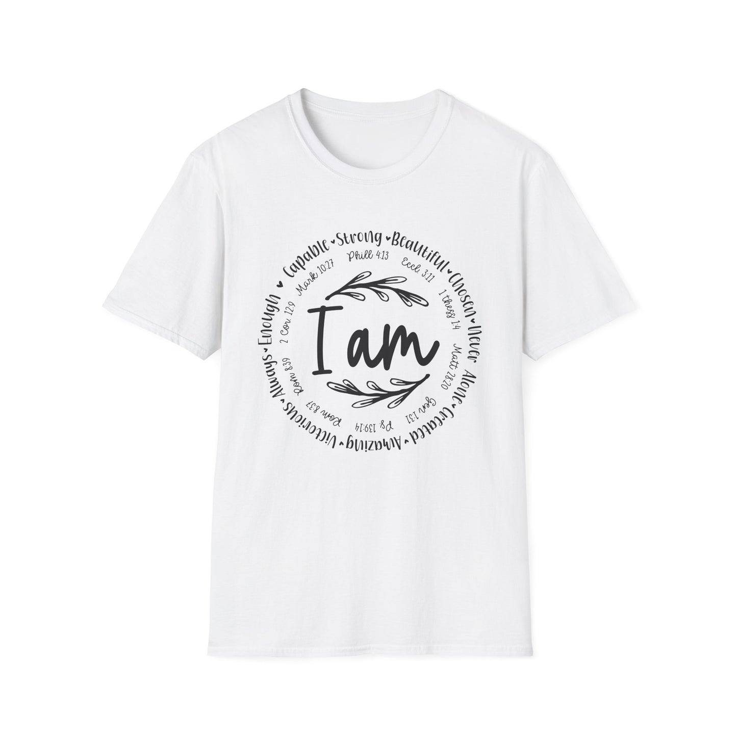 I am capable...Religious Bible Quote Unisex Softstyle T-Shirt, Faith-Based Tee, Christian Unisex Top, Inspirational Graphic Shirt