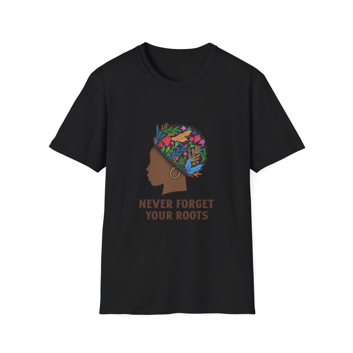 Never Forget Your Roots Graphic Unisex Softstyle T-Shirt, African American Heritage Tee, Juneteenth Gift, Black Lives Matter Apparel