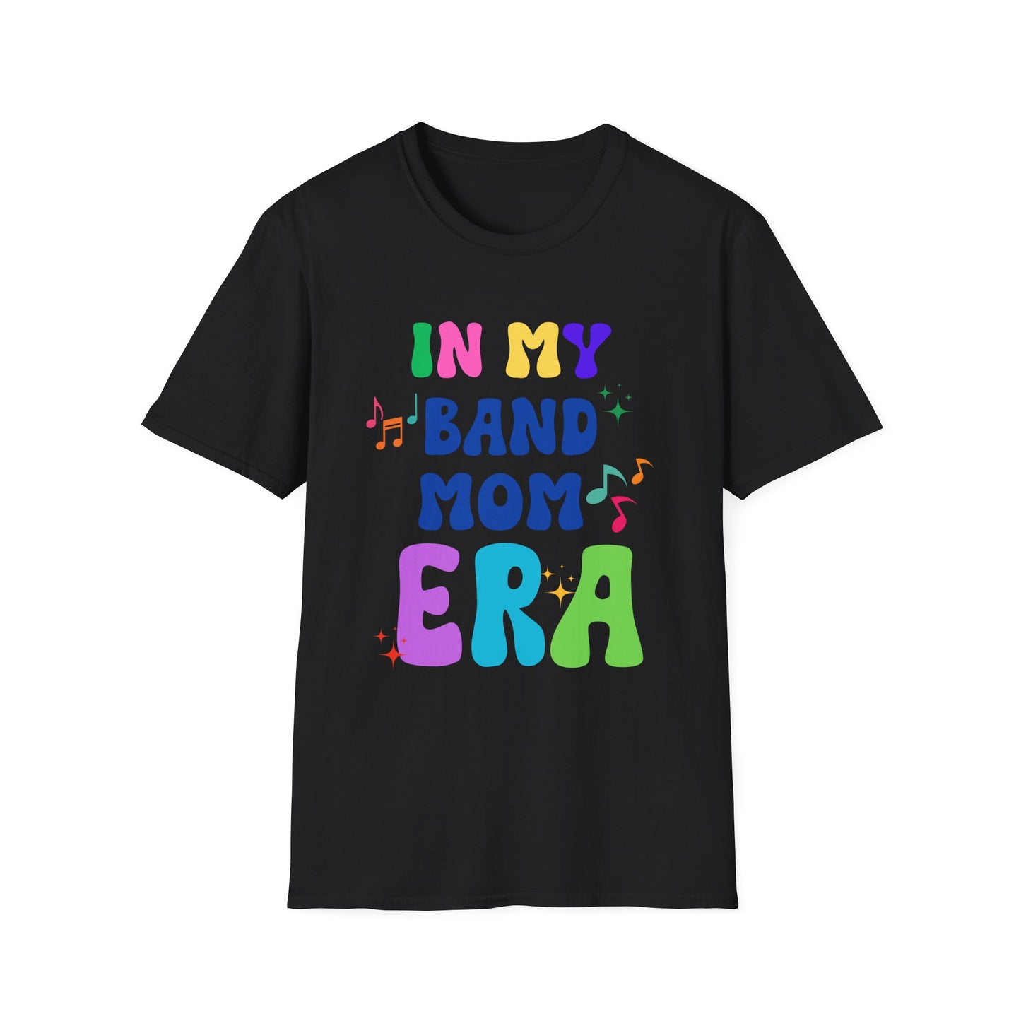 Band Mom Era Unisex Softstyle T-Shirt - Music Lover Gift, Rock Band Fan Shirt, Live Music Concert Tee, Parent Gift, Music Festival Apparel