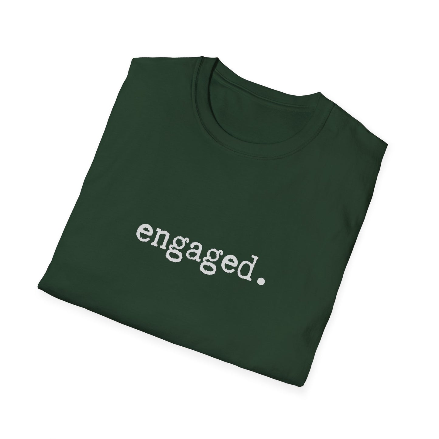 Engaged Minimalist Unisex Softstyle T-Shirt, Wedding Announcement Tee, Bride Groom Gift, Marriage Proposal Shirt, Bridal Party Top