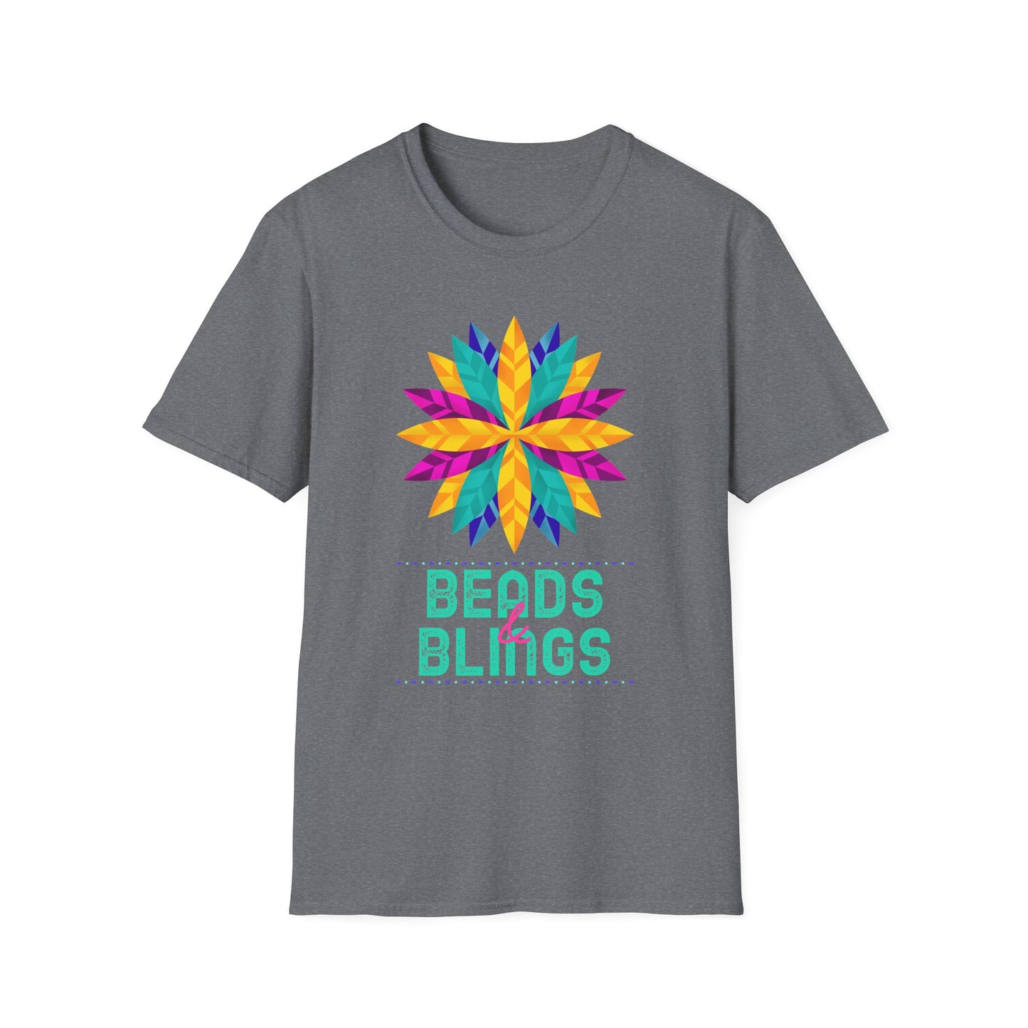 Mardi Gras Unisex Softstyle T-Shirt, Party tee, Beads and Bling, Fat Tuesday shirt