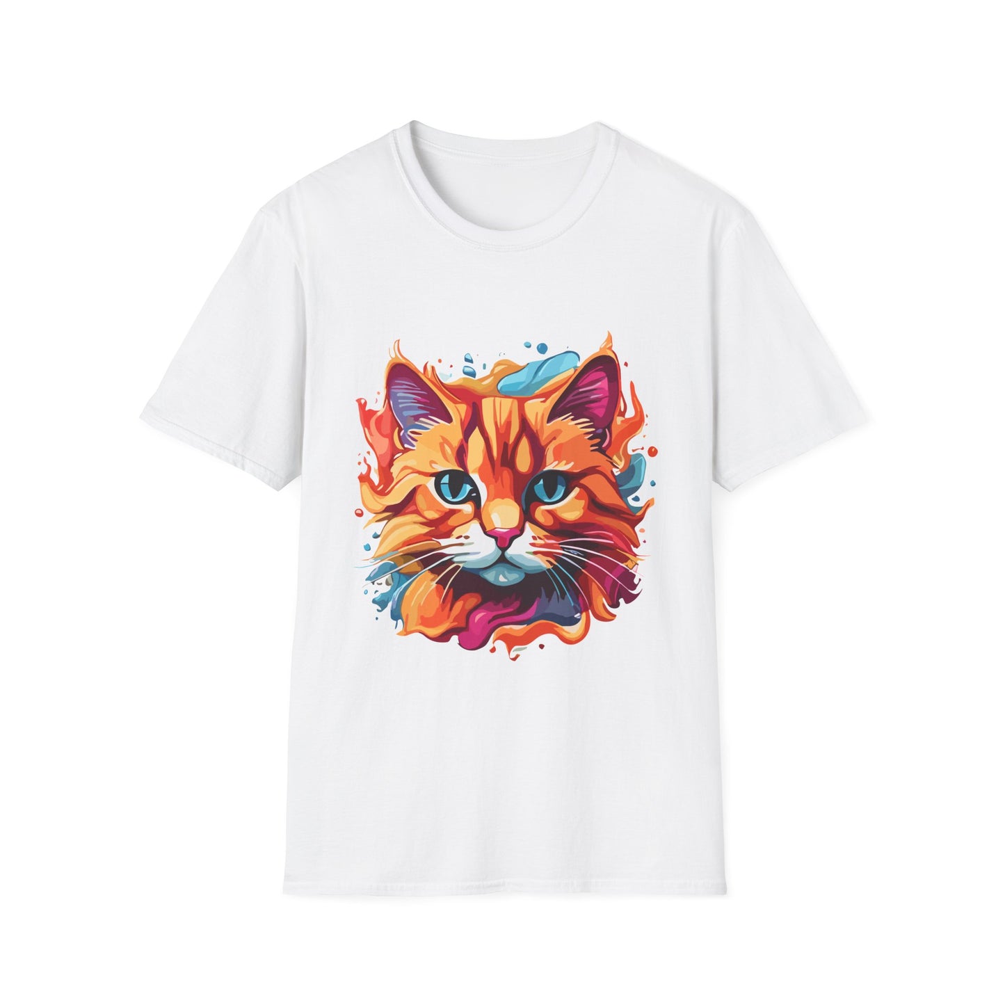 Watercolor Cat T-Shirt, Cute Kitty Tee, Cat Lover Gift, Softstyle Graphic Shirt, Animal Print Top