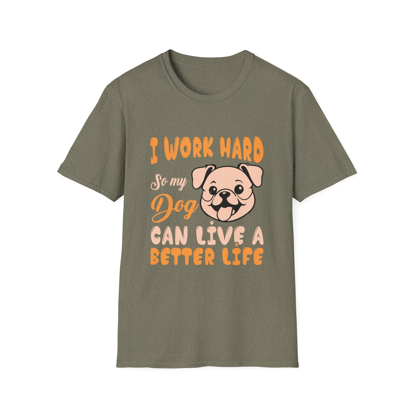 Dog Lover Unisex T-Shirt, Funny Work Hard Dog Mom Dad Tee, Gift for Pet Owners, Softstyle Graphic Shirt, Animal Rescue Apparel