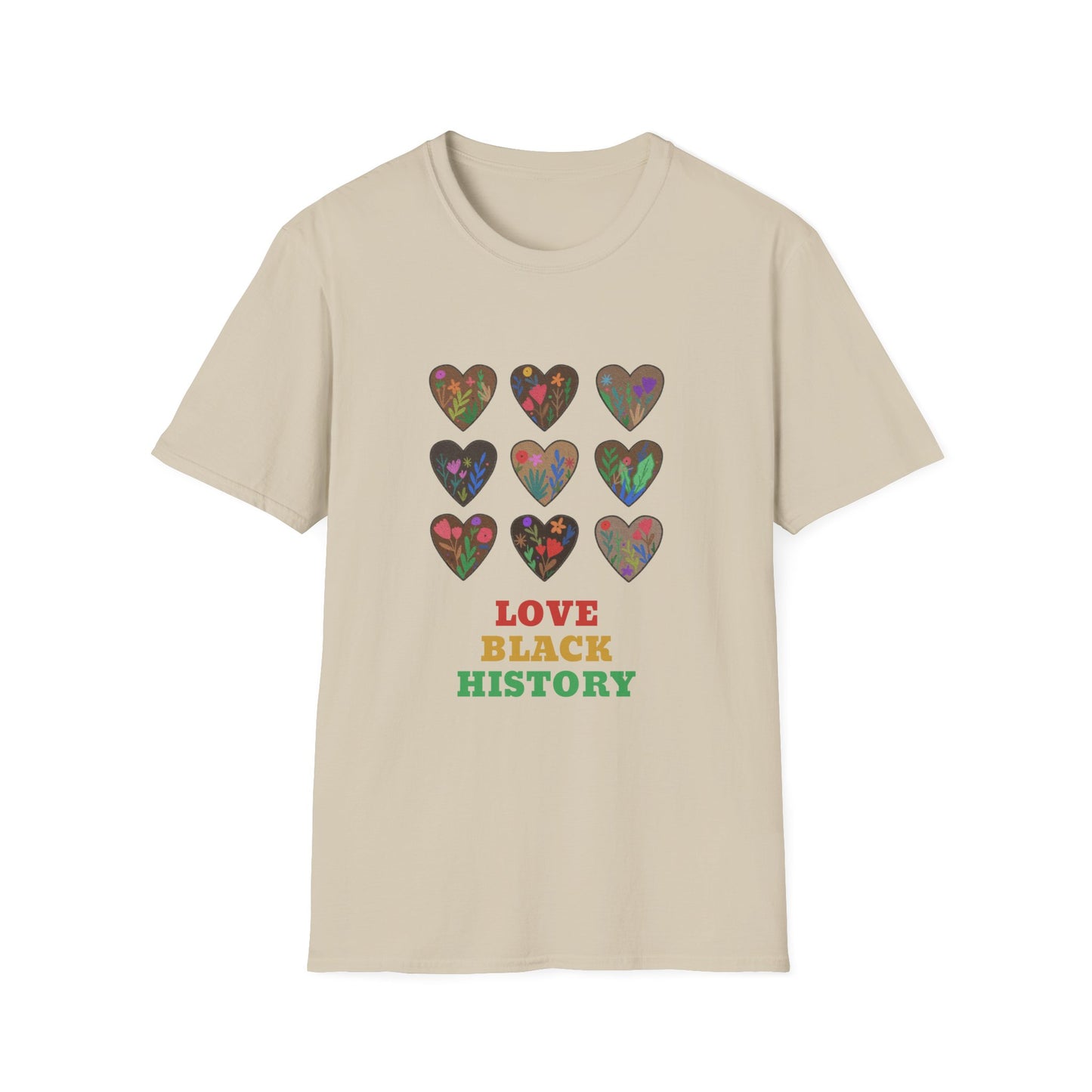 Love Black History Graphic Unisex Softstyle T-Shirt, African American Heritage Tee, Civil Rights Movement Shirt, Black Lives Matter Apparel