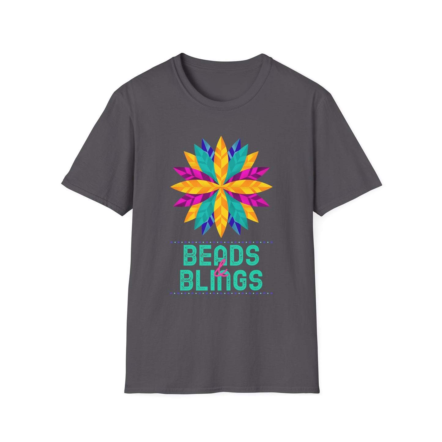 Mardi Gras Unisex Softstyle T-Shirt, Party tee, Beads and Bling, Fat Tuesday shirt