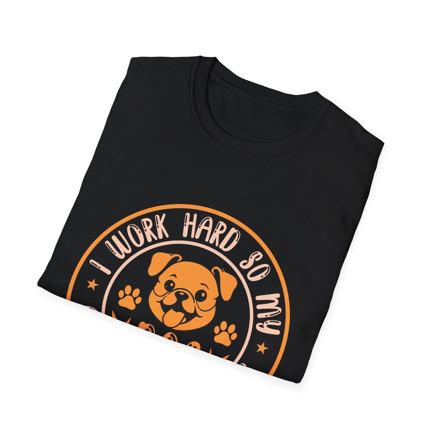 Dog Lover Unisex T-Shirt, Funny Work Hard Dog Mom Dad Tee, Gift for Pet Owners, Softstyle Graphic Shirt, Animal Rescue Apparel