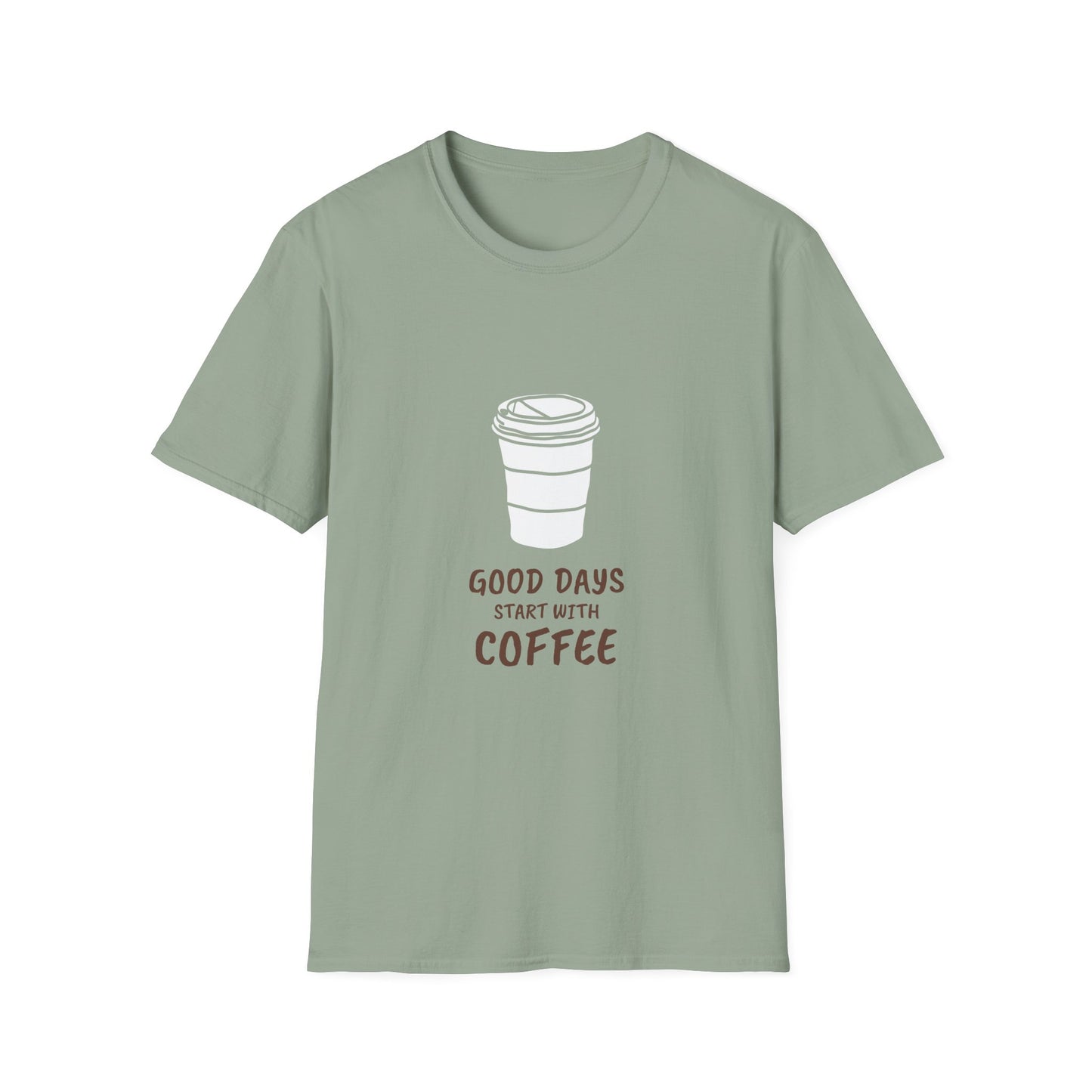Good Days Start with Coffee, Unisex Softstyle T-Shirt, Coffee Lover Tee, Funny Coffee Shirt, Gift for Coffee Drinkers, Coffee Obsessed