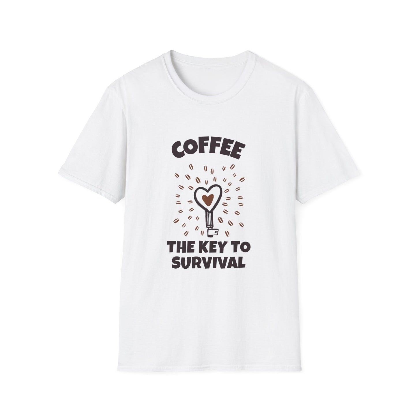 Coffee the Key to Survival Unisex Softstyle T-Shirt, Coffee Lover Tee, Funny Coffee Shirt, Gift for Coffee Drinkers, Coffee Obsessed Apparel