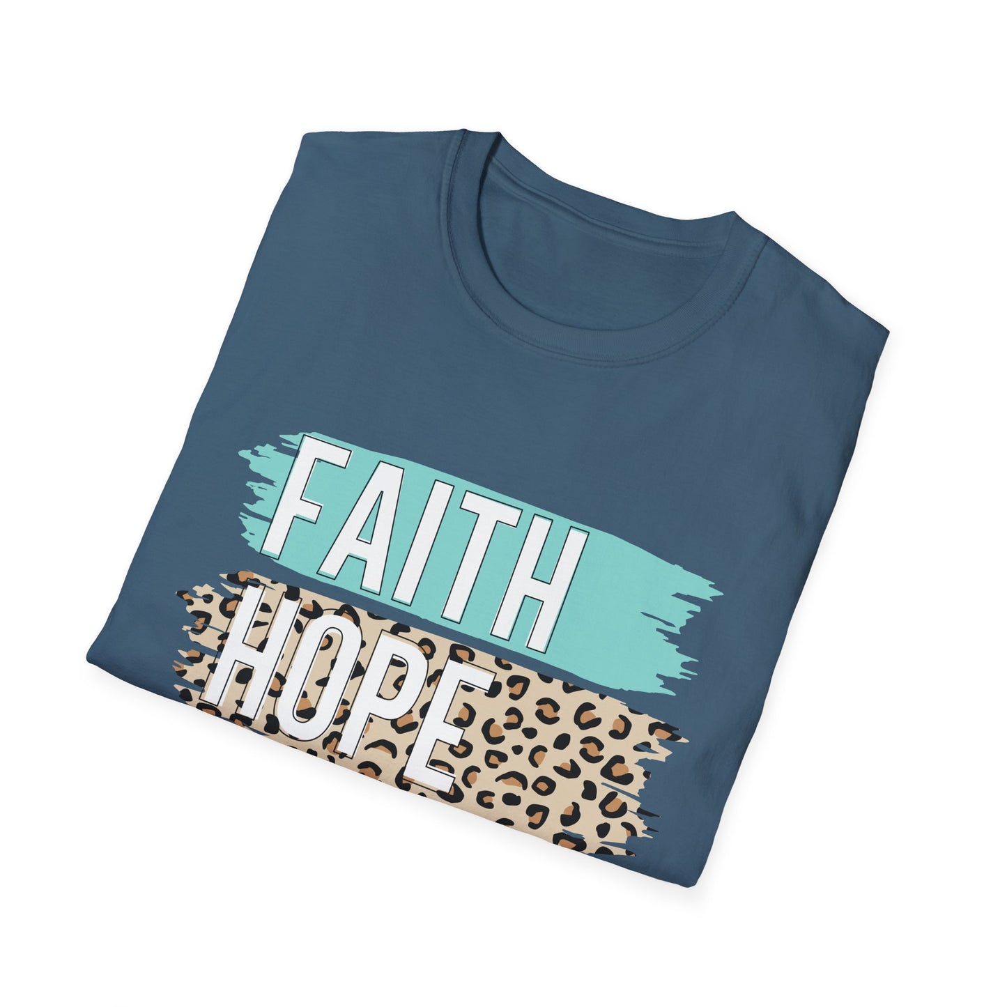 Faith Hope Love T-Shirt, Inspirational Christian Tee, Religious Graphic Shirt, Unisex Softstyle Top, Faith-Based Clothing, Washi Tape look