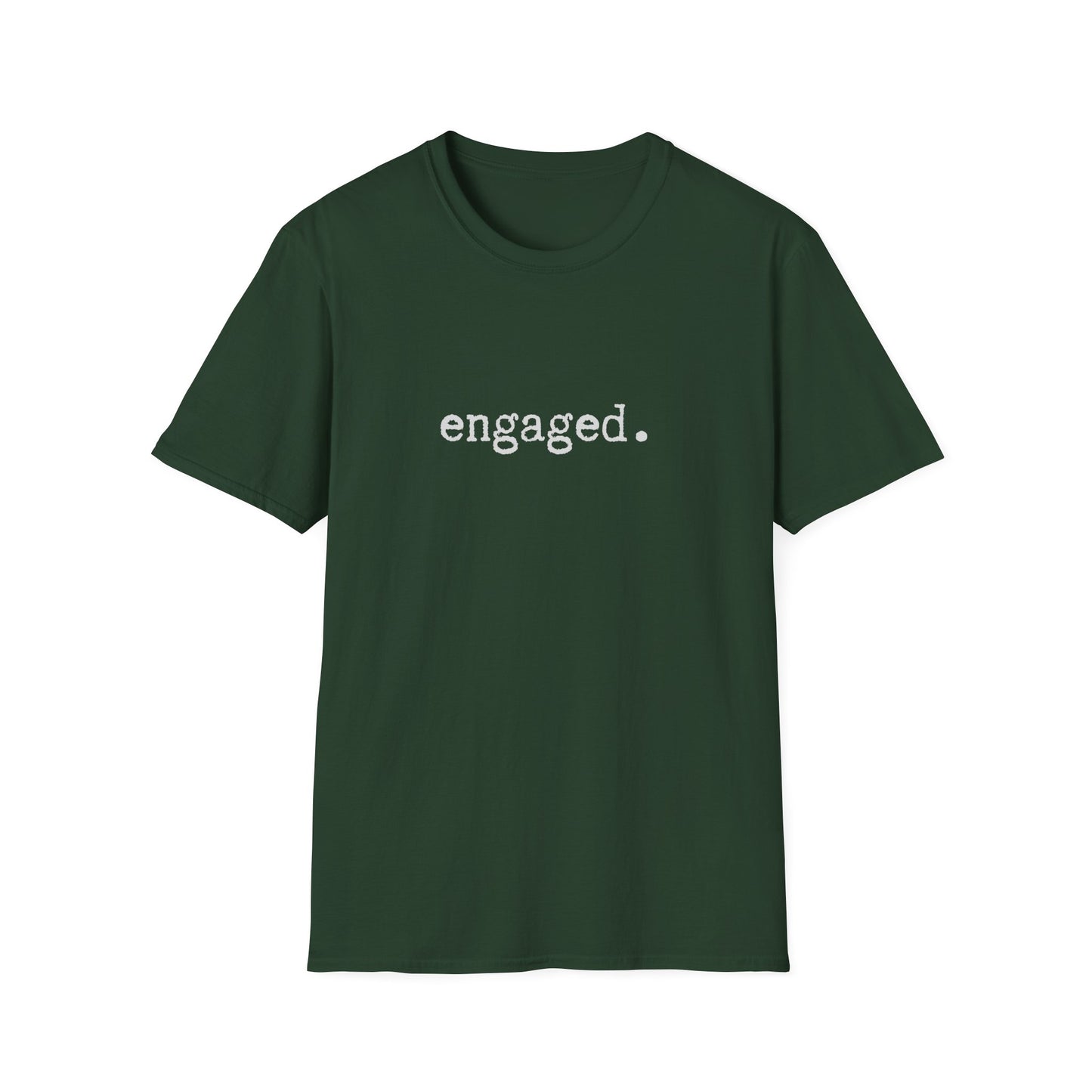 Engaged Minimalist Unisex Softstyle T-Shirt, Wedding Announcement Tee, Bride Groom Gift, Marriage Proposal Shirt, Bridal Party Top