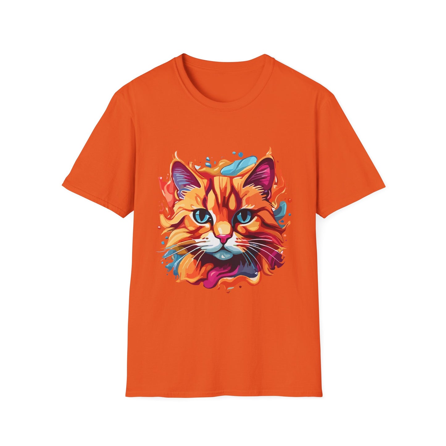 Watercolor Cat T-Shirt, Cute Kitty Tee, Cat Lover Gift, Softstyle Graphic Shirt, Animal Print Top