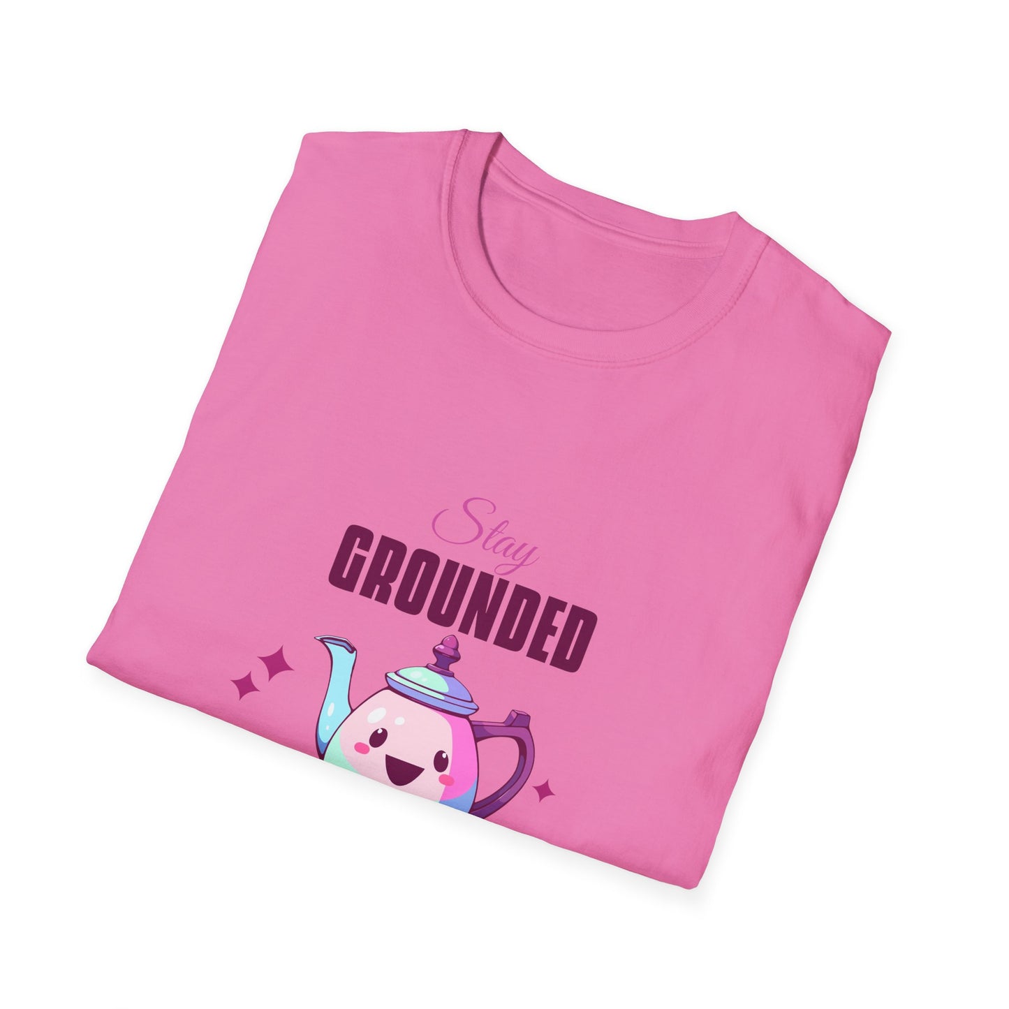 Grounded Coffee Lover Unisex Softstyle T-Shirt, Stay Happy Drink Coffee Tee, Coffee = Happiness, Positive Vibes Shirt, Meditation Gift