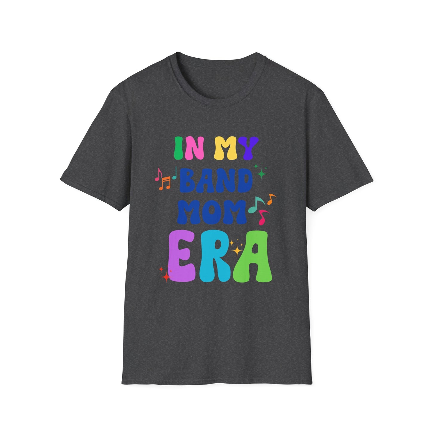 Band Mom Era Unisex Softstyle T-Shirt - Music Lover Gift, Rock Band Fan Shirt, Live Music Concert Tee, Parent Gift, Music Festival Apparel