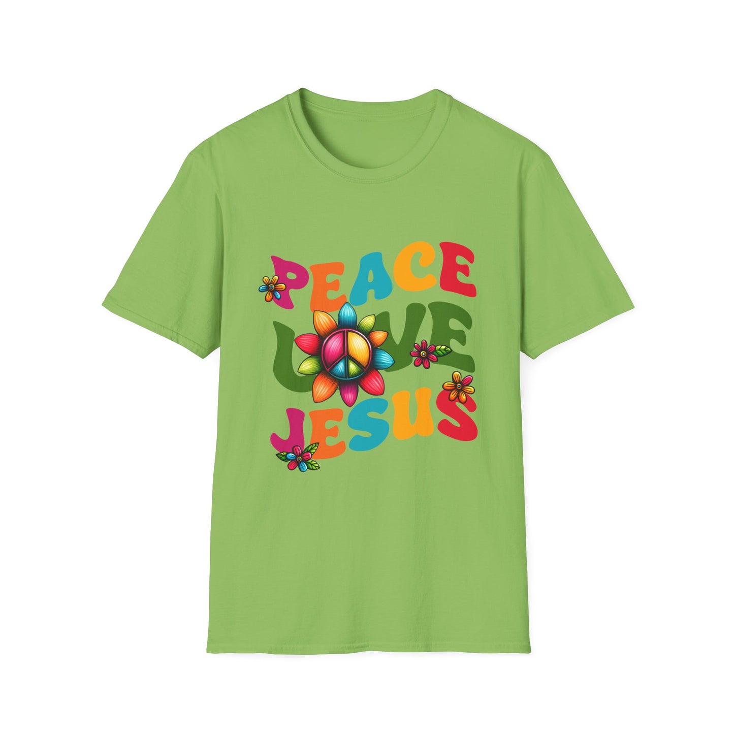 Christian Peace Love Jesus Unisex Softstyle T-Shirt, Religious Faith Tee, Christian Gift, Inspirational Shirt, Religious Apparel, Christian