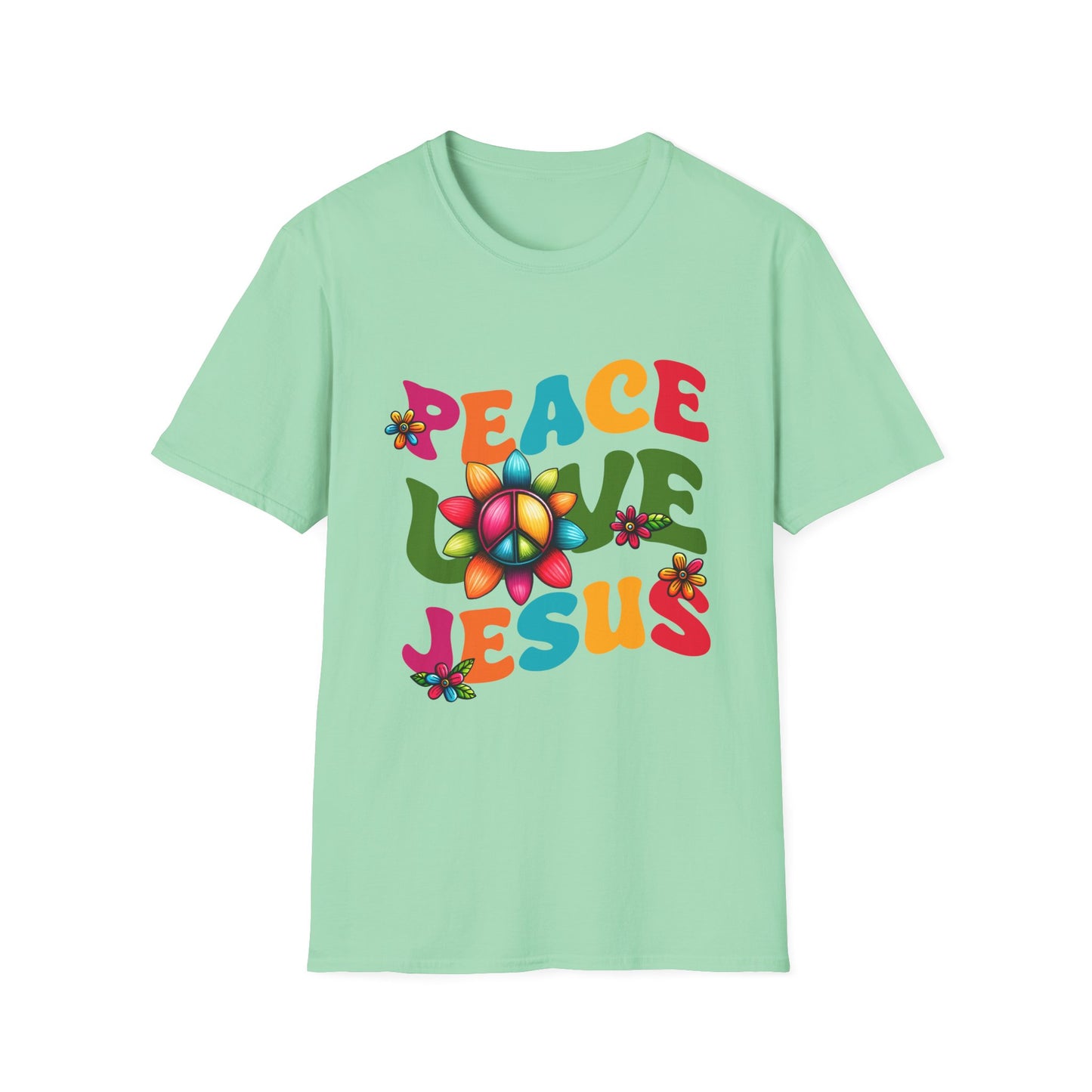Christian Peace Love Jesus Unisex Softstyle T-Shirt, Religious Faith Tee, Christian Gift, Inspirational Shirt, Religious Apparel, Christian