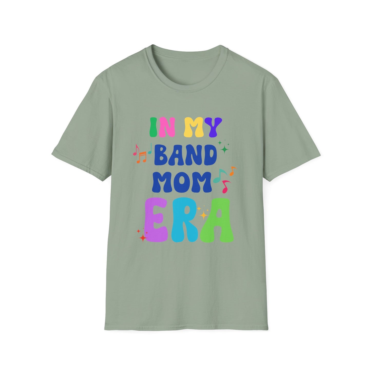 Band Mom Era Unisex Softstyle T-Shirt - Music Lover Gift, Rock Band Fan Shirt, Live Music Concert Tee, Parent Gift, Music Festival Apparel