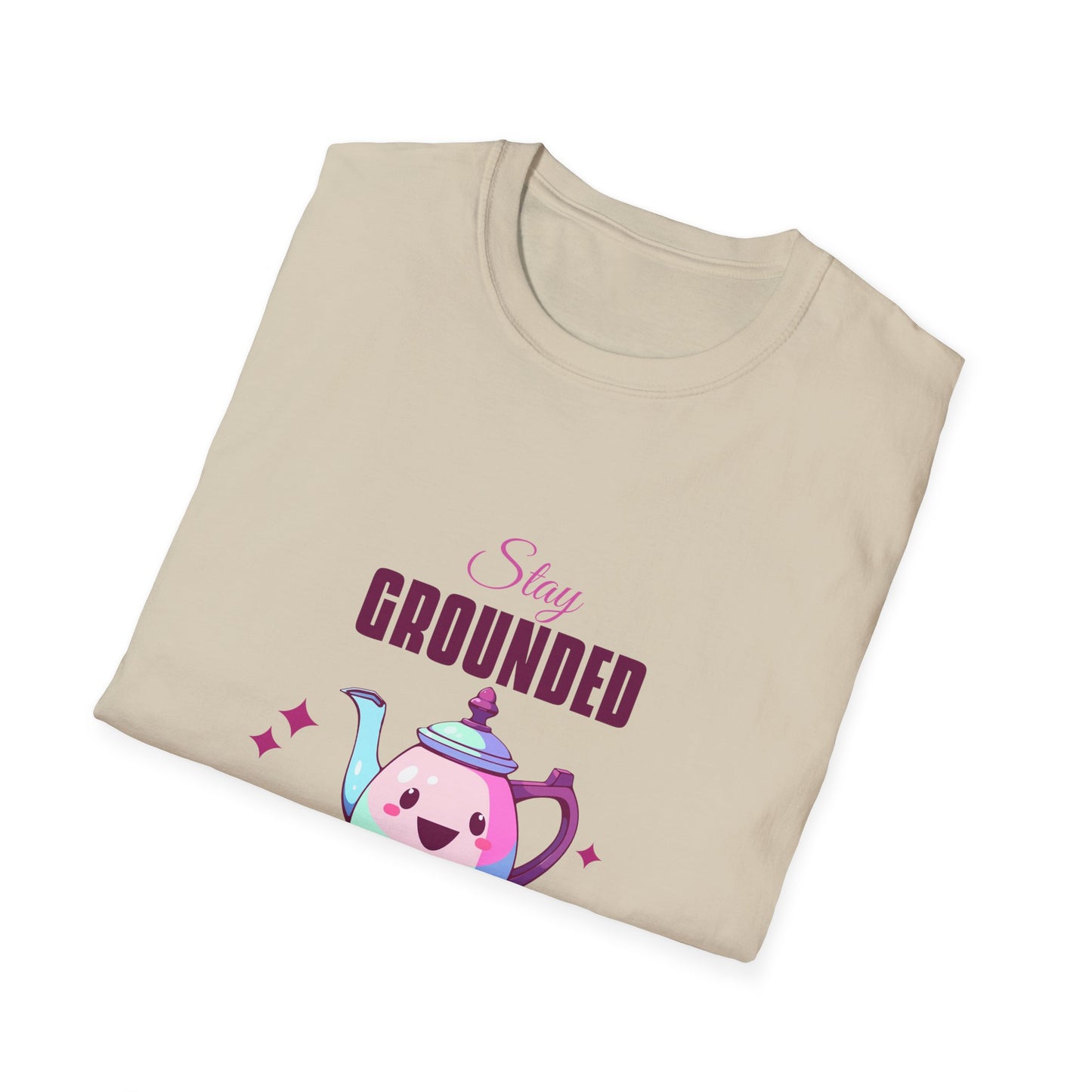 Grounded Coffee Lover Unisex Softstyle T-Shirt, Stay Happy Drink Coffee Tee, Coffee = Happiness, Positive Vibes Shirt, Meditation Gift