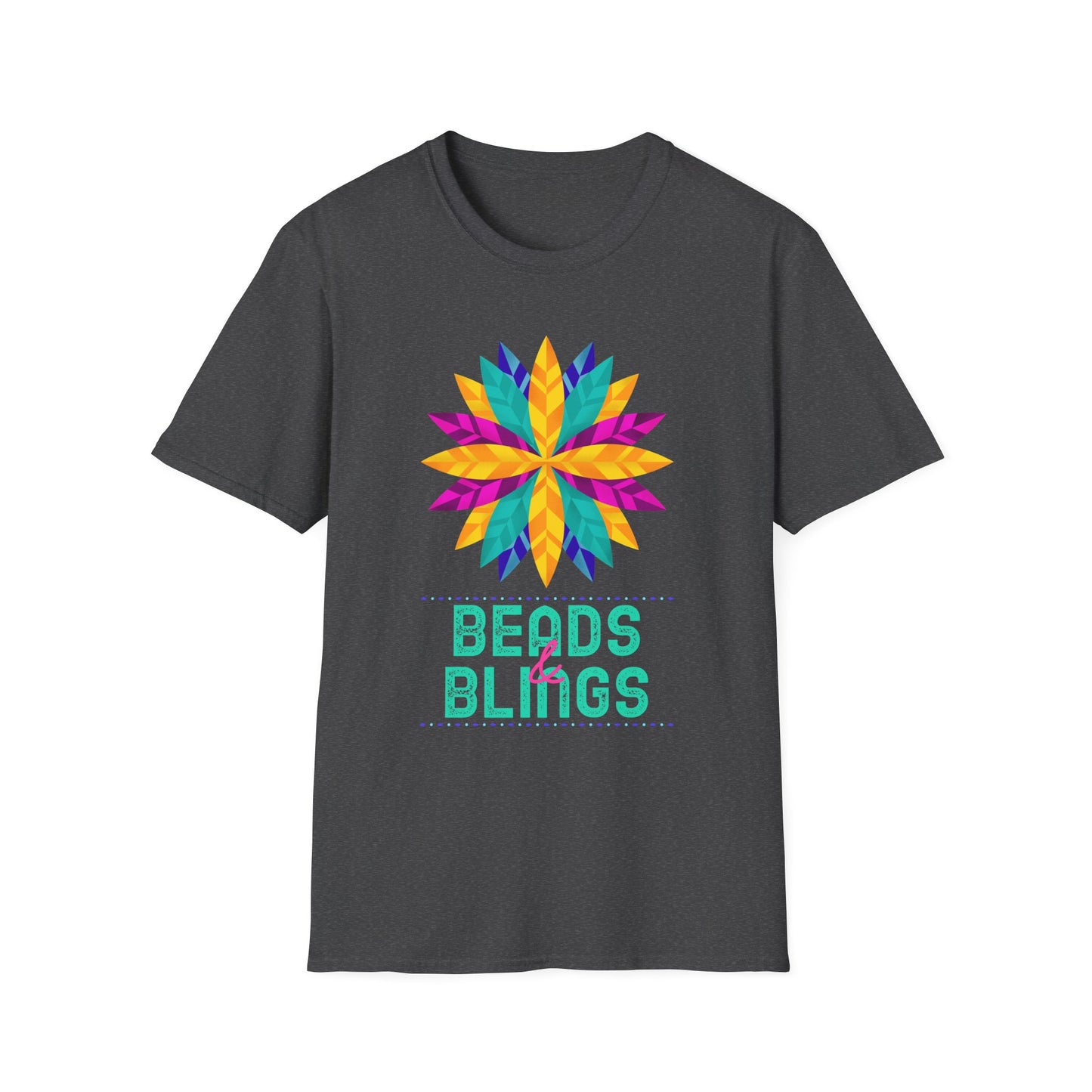 Mardi Gras Unisex Softstyle T-Shirt, Party tee, Beads and Bling, Fat Tuesday shirt