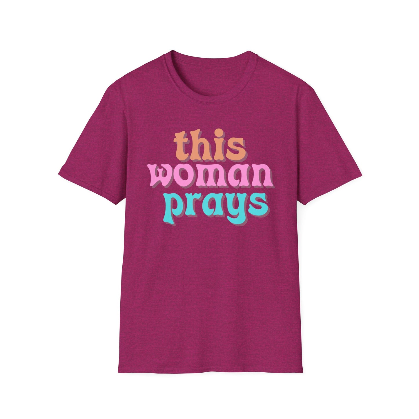 Christian Faith Unisex Tee, Praying Woman Softstyle T-Shirt, Religious Prayer Shirt, Divine Spirituality Top, Religious Gift Apparel
