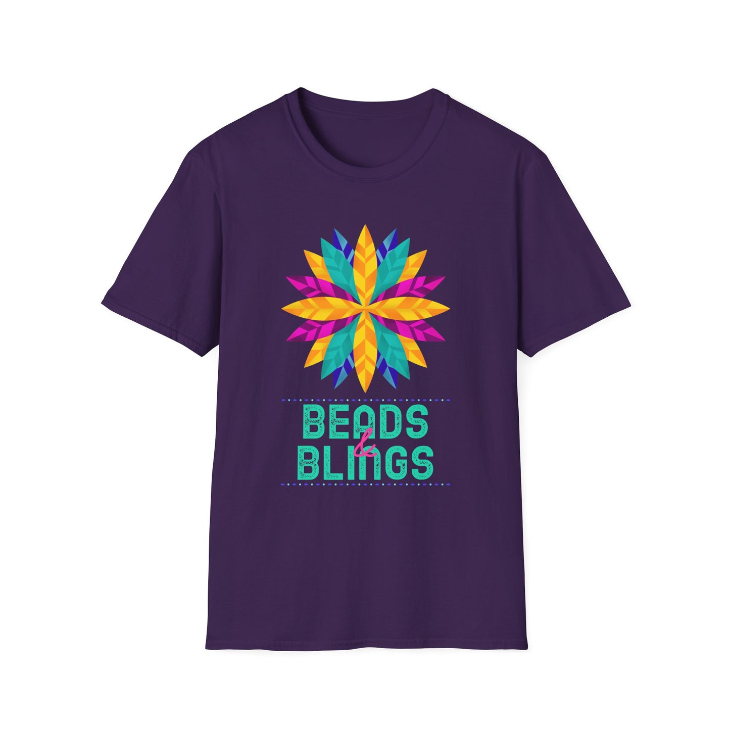 Mardi Gras Unisex Softstyle T-Shirt, Party tee, Beads and Bling, Fat Tuesday shirt