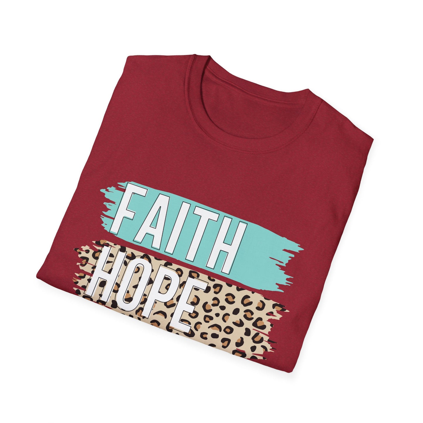 Faith Hope Love T-Shirt, Inspirational Christian Tee, Religious Graphic Shirt, Unisex Softstyle Top, Faith-Based Clothing, Washi Tape look