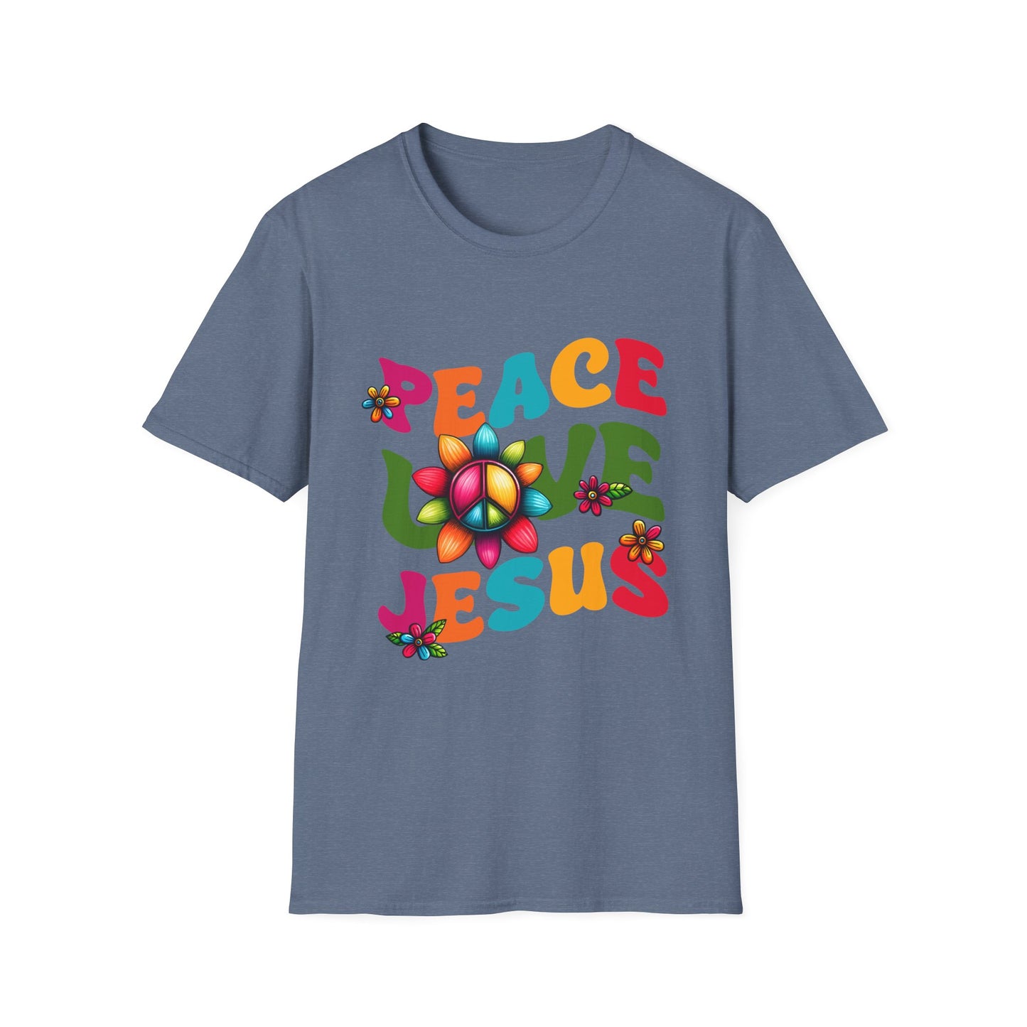 Christian Peace Love Jesus Unisex Softstyle T-Shirt, Religious Faith Tee, Christian Gift, Inspirational Shirt, Religious Apparel, Christian