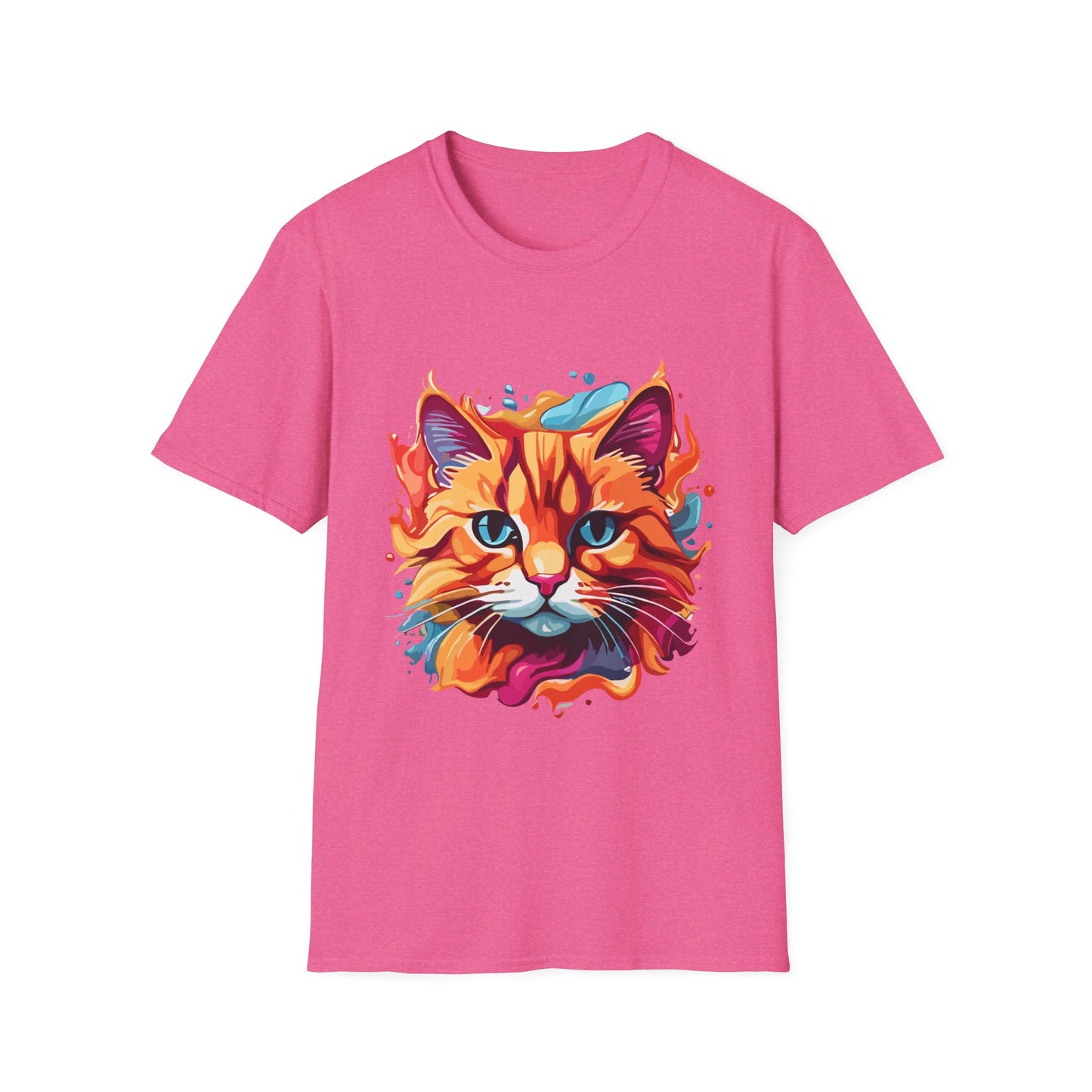 Watercolor Cat T-Shirt, Cute Kitty Tee, Cat Lover Gift, Softstyle Graphic Shirt, Animal Print Top