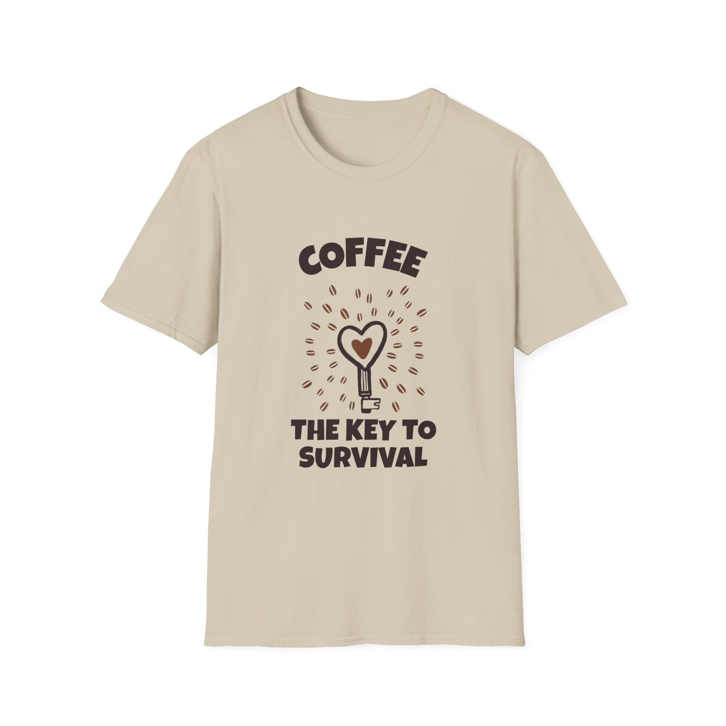 Coffee the Key to Survival Unisex Softstyle T-Shirt, Coffee Lover Tee, Funny Coffee Shirt, Gift for Coffee Drinkers, Coffee Obsessed Apparel