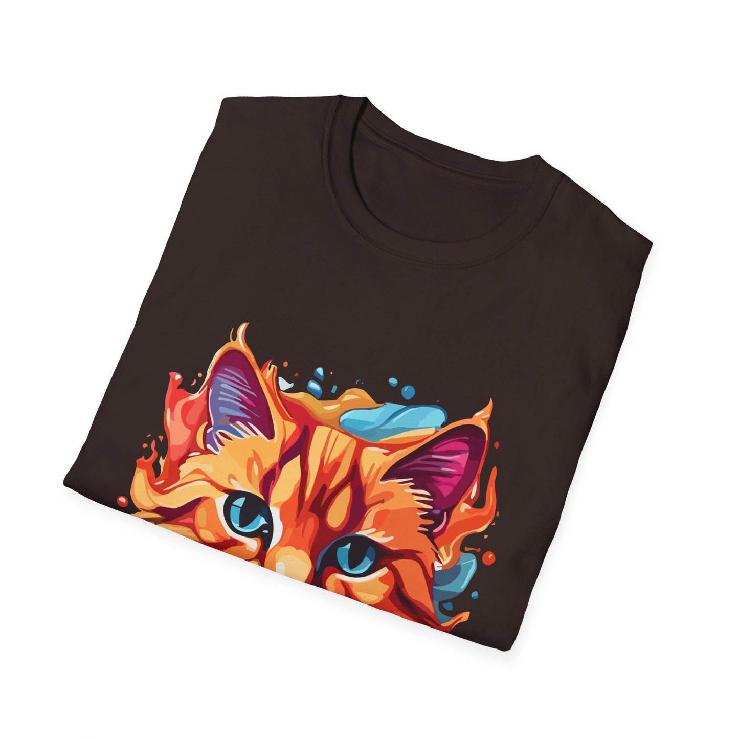 Watercolor Cat T-Shirt, Cute Kitty Tee, Cat Lover Gift, Softstyle Graphic Shirt, Animal Print Top