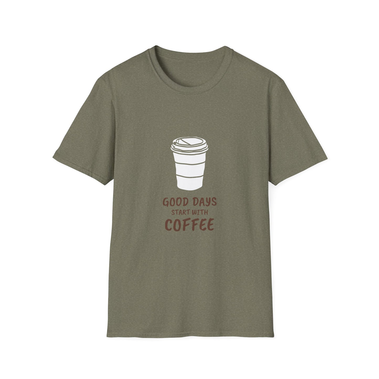 Good Days Start with Coffee, Unisex Softstyle T-Shirt, Coffee Lover Tee, Funny Coffee Shirt, Gift for Coffee Drinkers, Coffee Obsessed