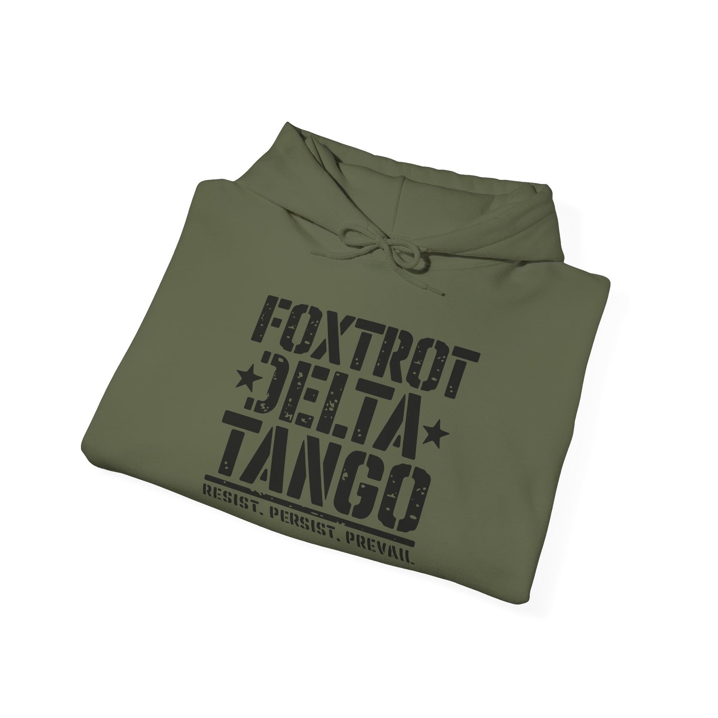 Political Statement Foxtrot Delta Tango Resist, Persist, Prevail Hoodie - Activist Sweatshirt, Protest Apparel, Liberal Outerwear