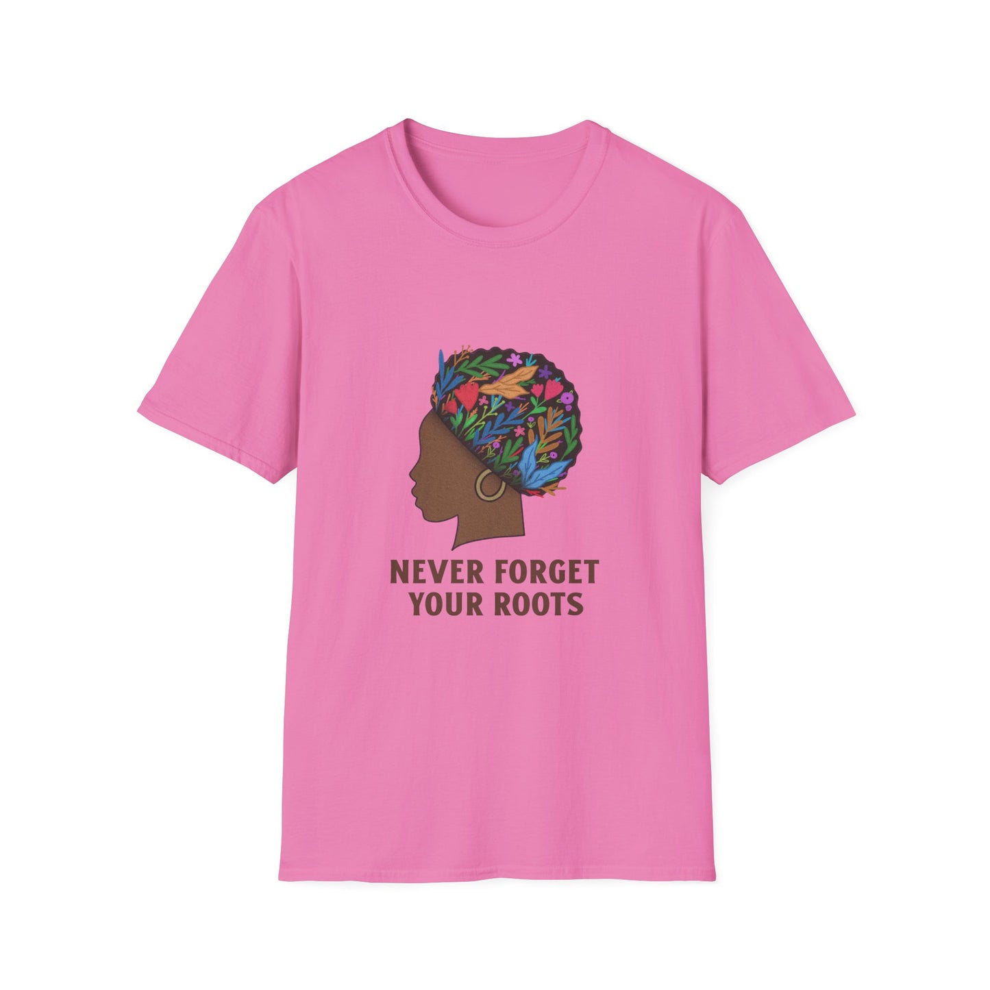 Never Forget Your Roots Graphic Unisex Softstyle T-Shirt, African American Heritage Tee, Juneteenth Gift, Black Lives Matter Apparel