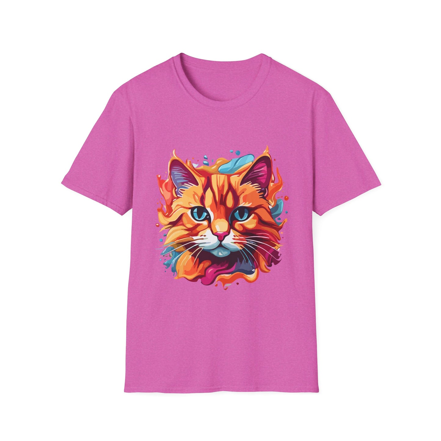 Watercolor Cat T-Shirt, Cute Kitty Tee, Cat Lover Gift, Softstyle Graphic Shirt, Animal Print Top