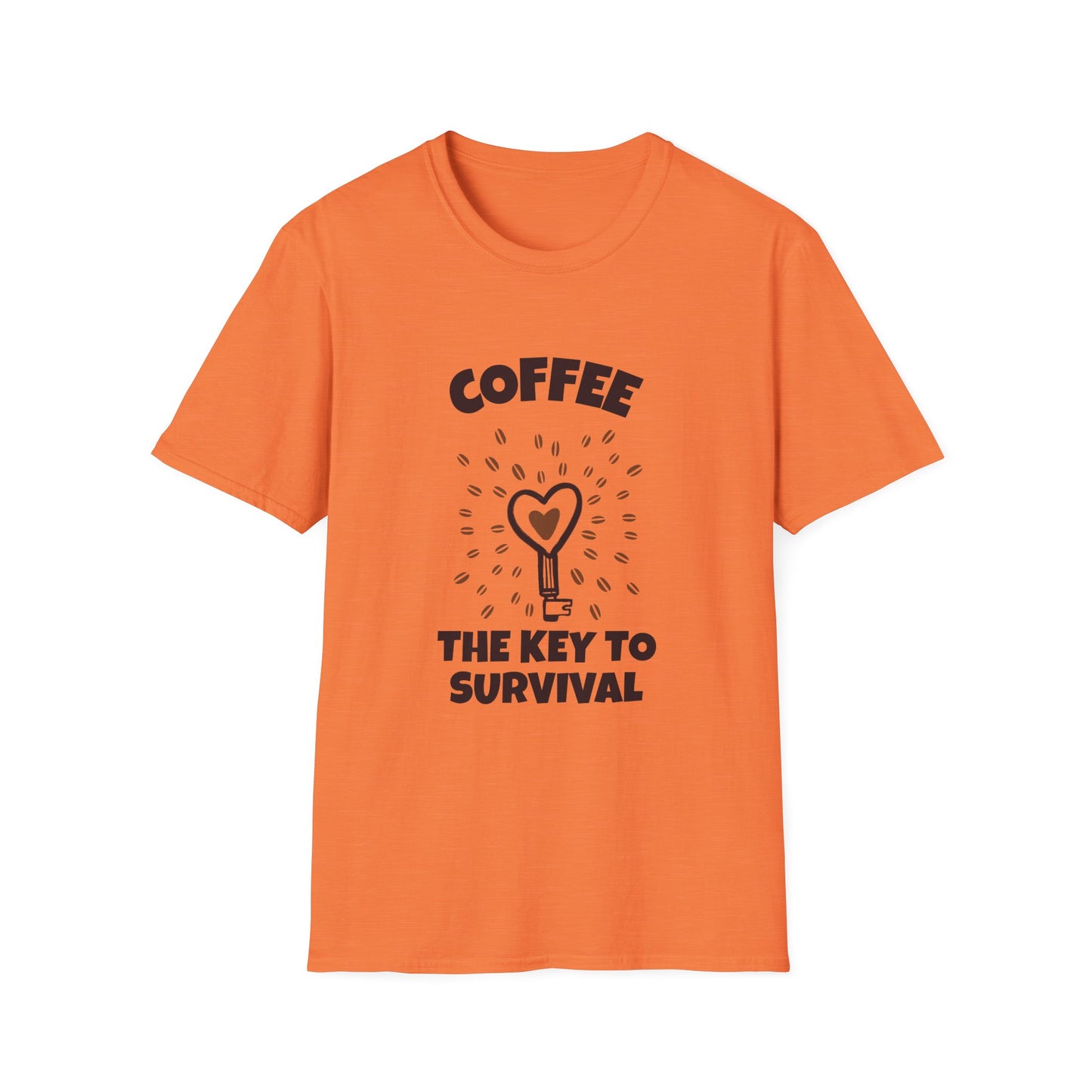 Coffee the Key to Survival Unisex Softstyle T-Shirt, Coffee Lover Tee, Funny Coffee Shirt, Gift for Coffee Drinkers, Coffee Obsessed Apparel