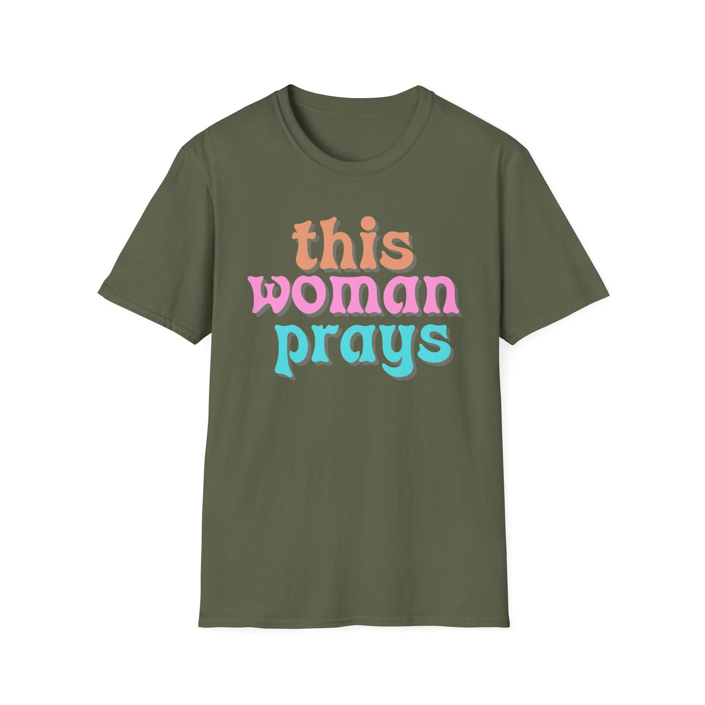 Christian Faith Unisex Tee, Praying Woman Softstyle T-Shirt, Religious Prayer Shirt, Divine Spirituality Top, Religious Gift Apparel