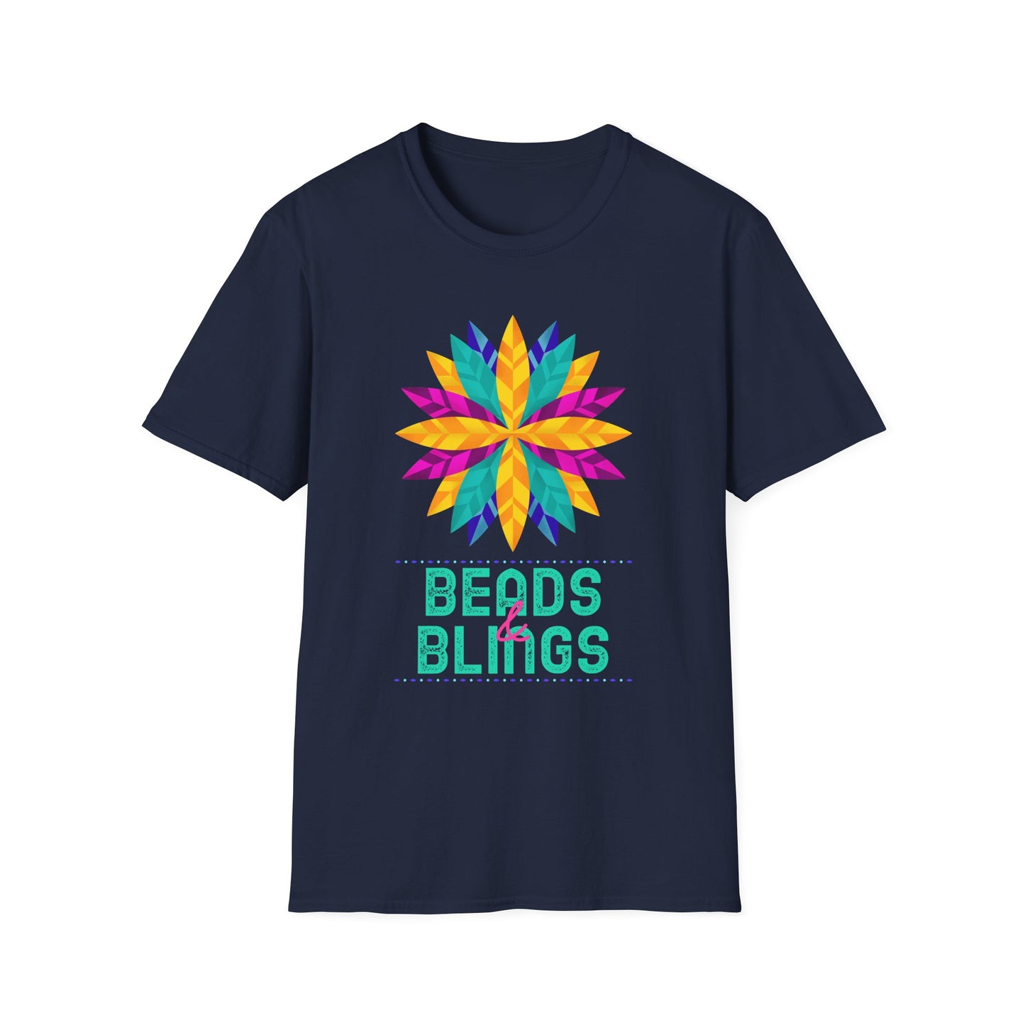 Mardi Gras Unisex Softstyle T-Shirt, Party tee, Beads and Bling, Fat Tuesday shirt