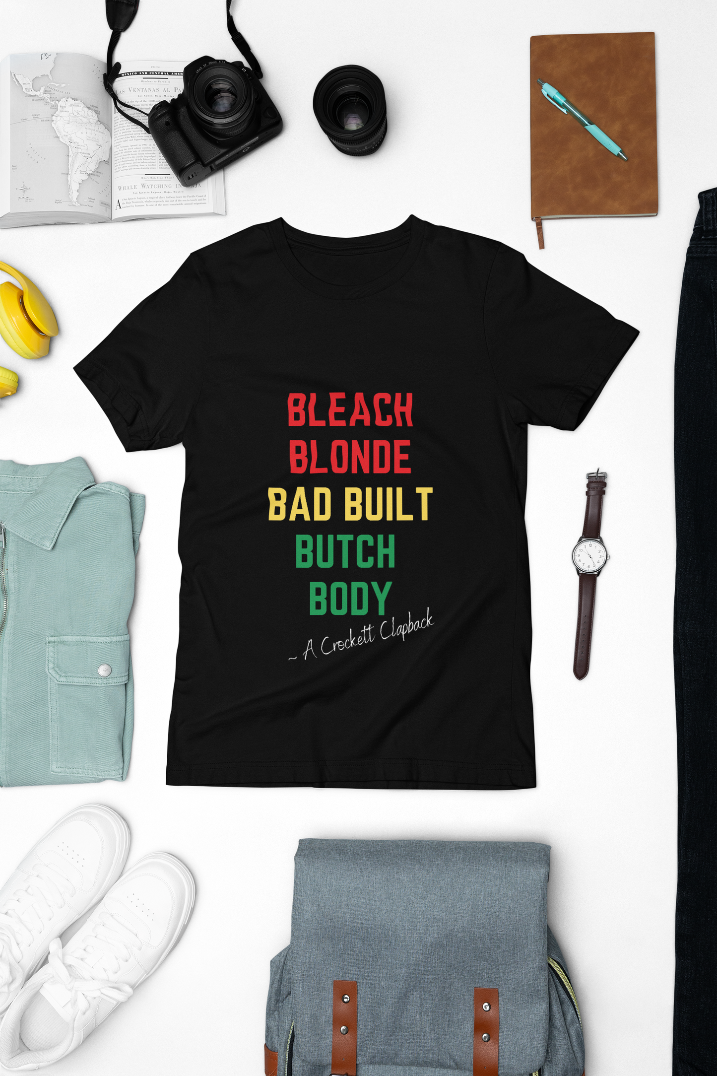 Bleach Blonde Unisex T-Shirt, Bad Built Butch Body Tee, Softstyle Gender-Neutral Shirt, Distressed Graphic Top, Edgy Unisex Clothing