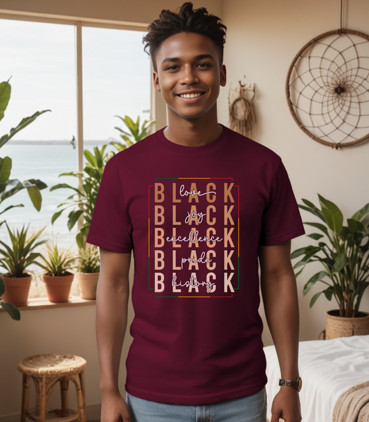 Black Love Pride Joy Excellence History Unisex Softstyle T-Shirt, African American History Tee, Black Pride Shirt, African Heritage Top