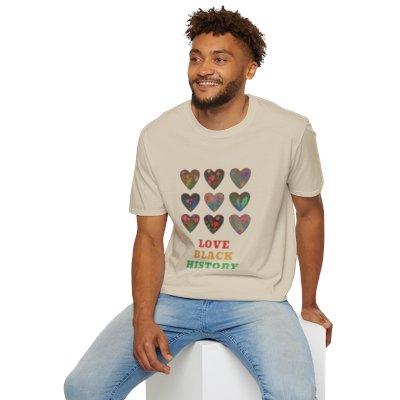 Love Black History Graphic Unisex Softstyle T-Shirt, African American Heritage Tee, Civil Rights Movement Shirt, Black Lives Matter Apparel