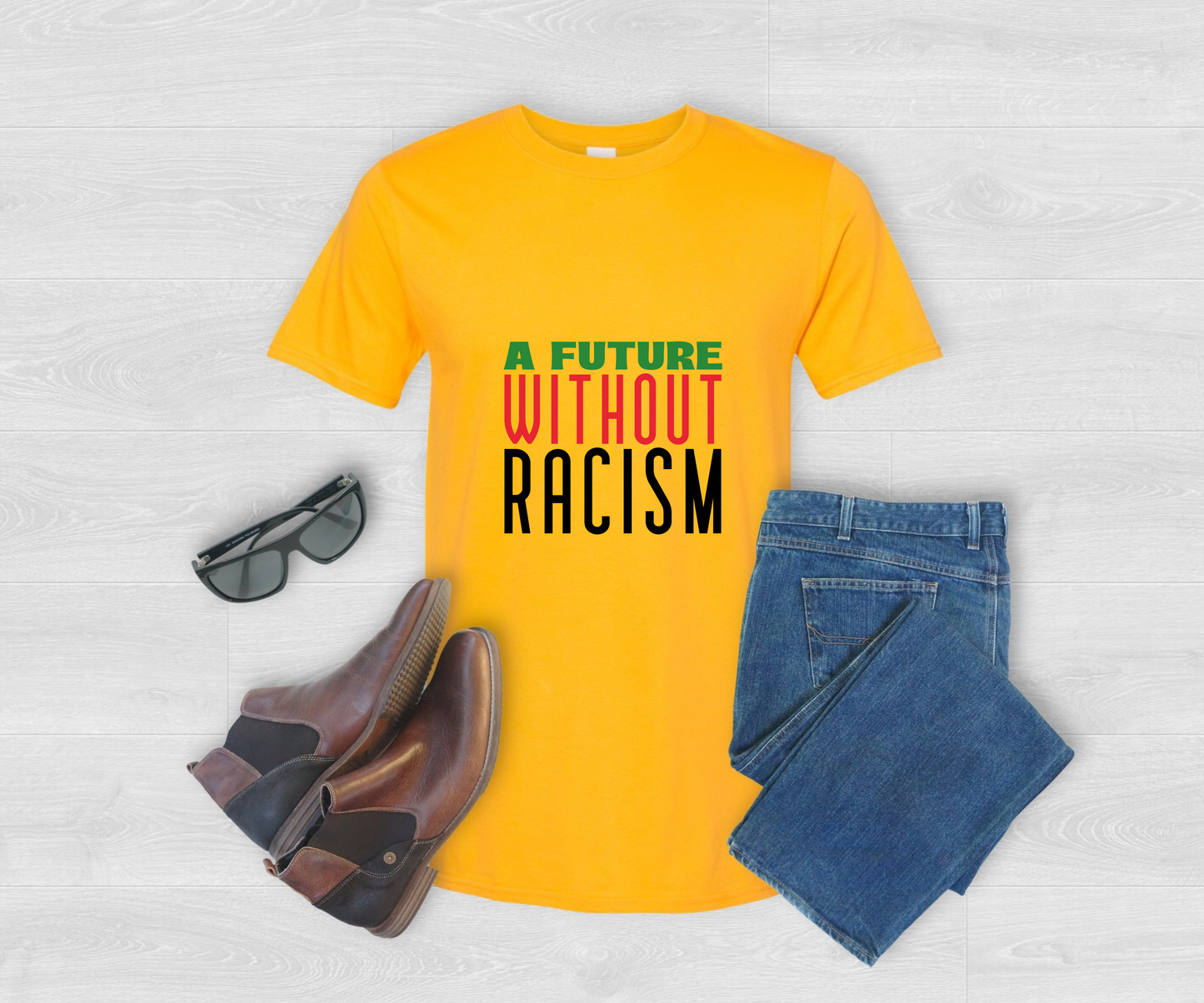 A Future Without Racism Graphic Unisex Softstyle T-Shirt, Civil Rights Movement Shirt, Juneteenth Gift, Black Lives Matter Apparel