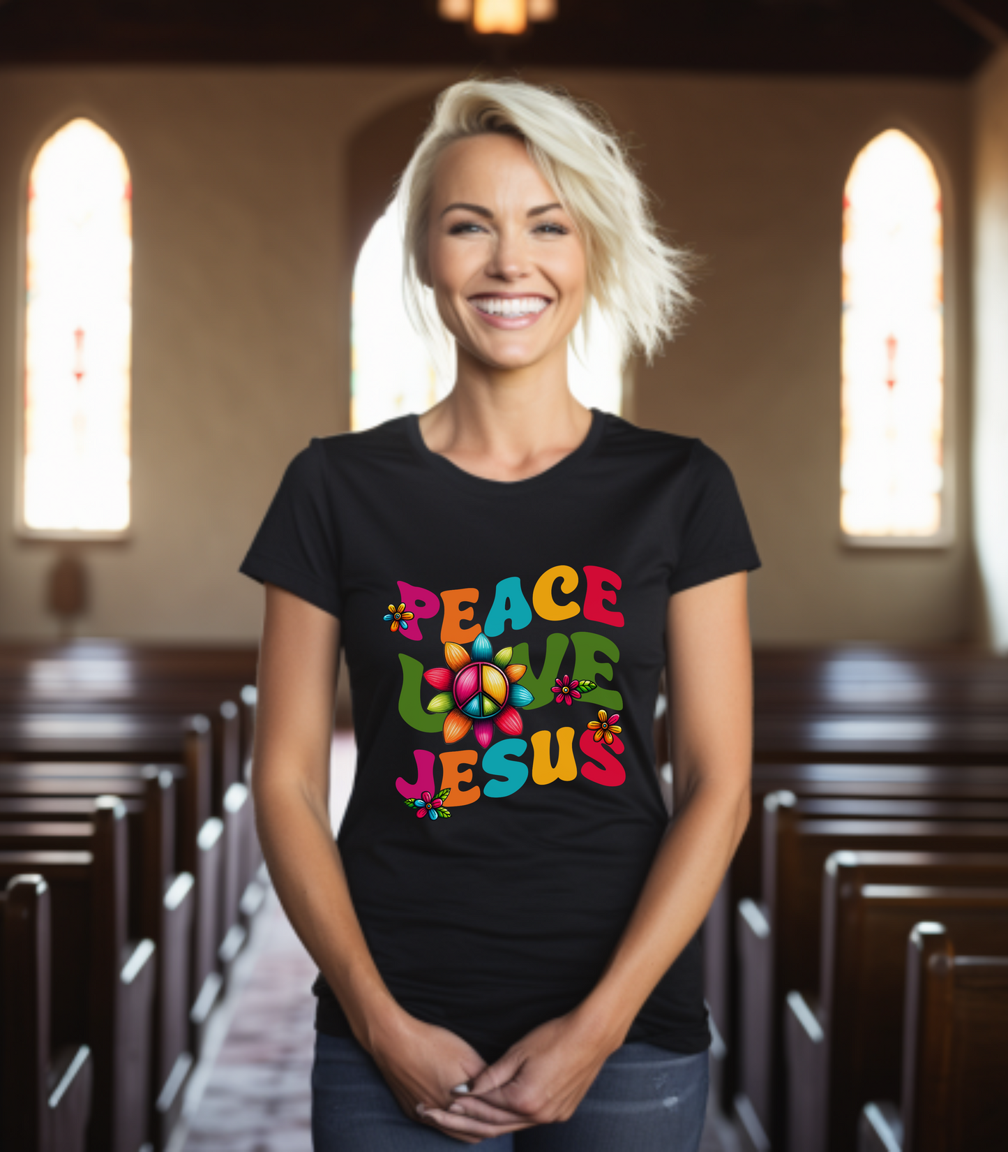 Christian Peace Love Jesus Unisex Softstyle T-Shirt, Religious Faith Tee, Christian Gift, Inspirational Shirt, Religious Apparel, Christian