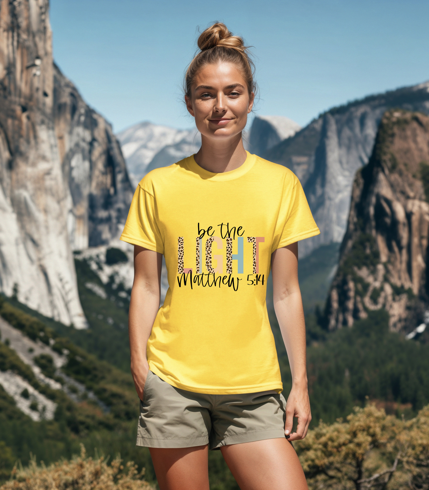 Religious Scripture Unisex T-Shirt, Inspirational Christian Tee, Be the Light Bible Verse Shirt, Matthew 5:14 Clothing, Spiritual Gift Top
