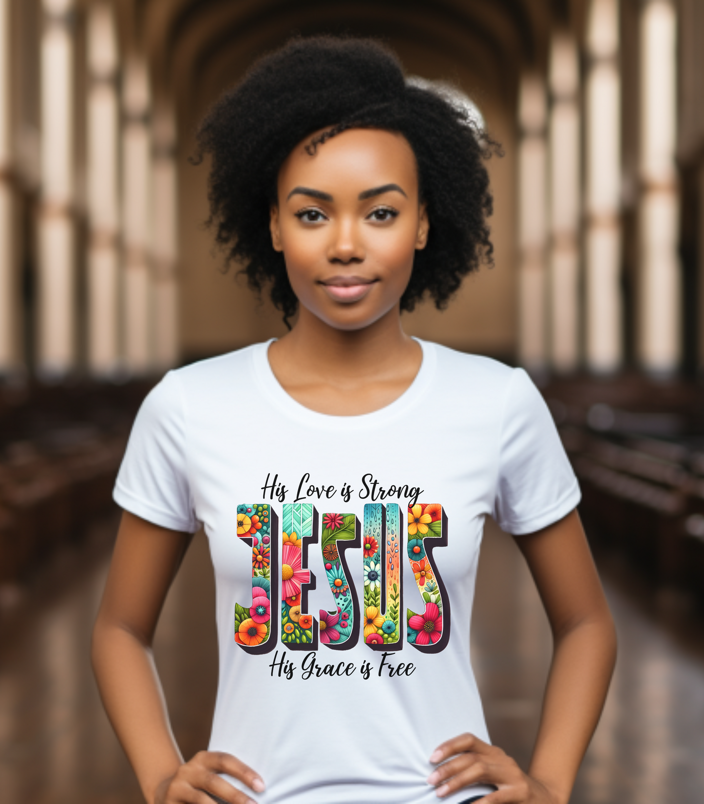 Religious Christian JESUS His Love is Strong His Grace is Free Unisex Softstyle T-Shirt, Christian Faith Tee, Religious Graphic Shirt,