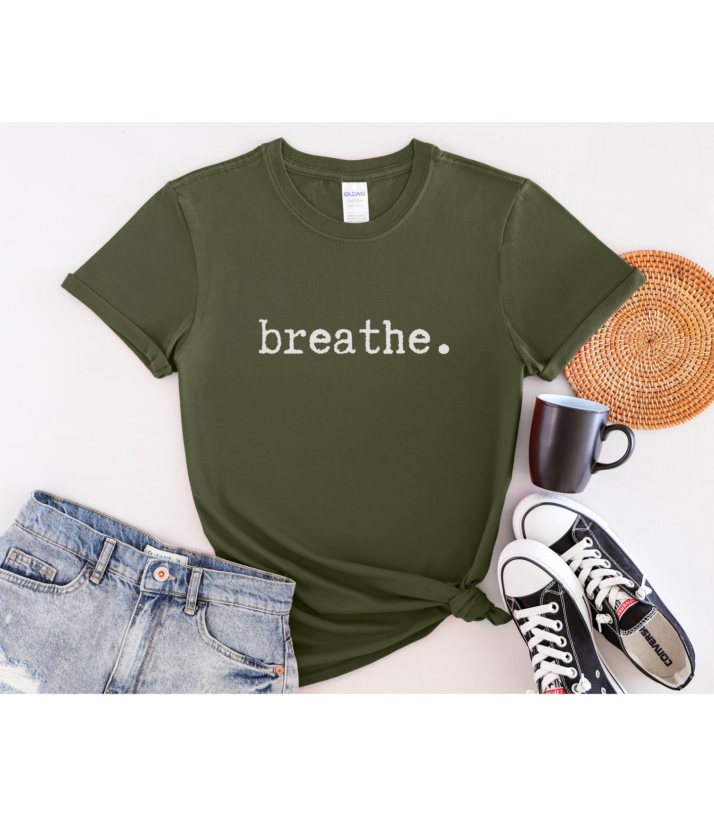 Breathe Unisex Softstyle T-Shirt, Minimalist tee, minimalist fashion, Simple message t-shirt, gift for him, gift for her, message tee