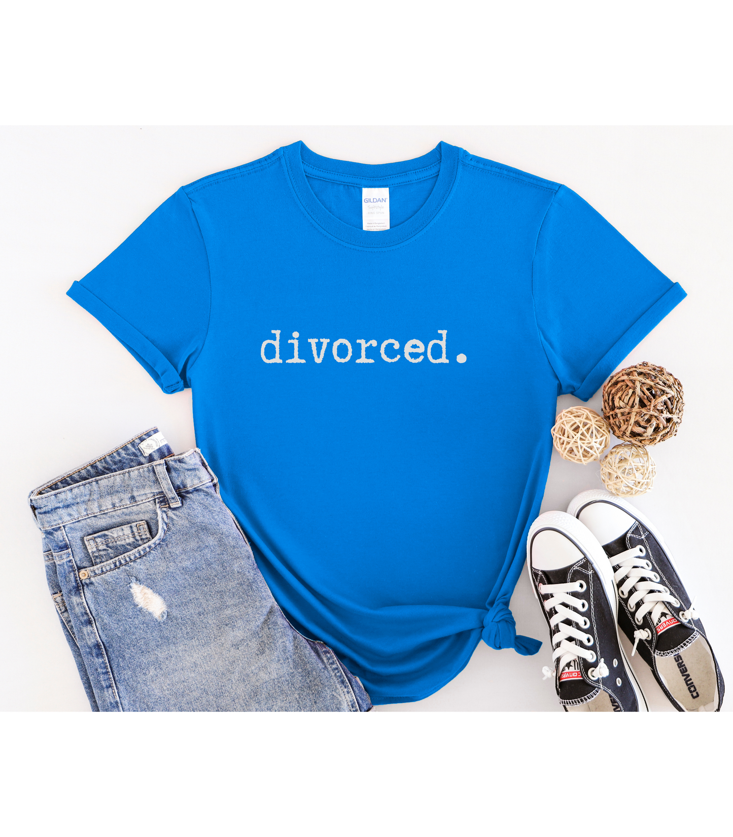 Divorced Unisex Softstyle T-Shirt, Minimalist tee, minimalist fashion, Simple message t-shirt, gift for him, gift for her, message tee