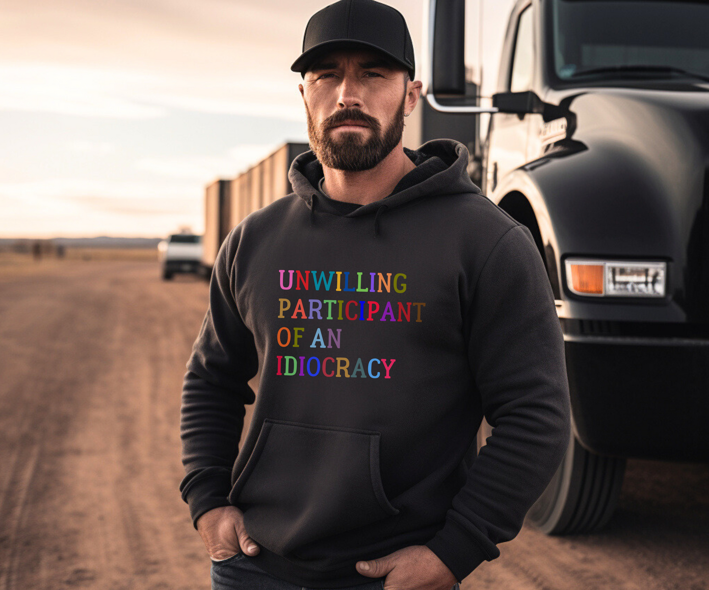 Funny Unisex Hooded Sweatshirt, Sarcastic Unwilling Participant Idiocracy Pullover, Gift for Comedy Fans, Joke Apparel, Humorous Graphic